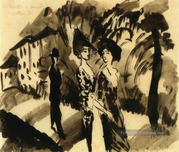  nue Peintre - Deux femmes et une avenue Manonan August Macke